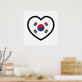 Zuid-Korea Vlag Hart Poster (Keuken)