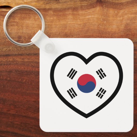 Zuid-Korea Vlag Hart Sleutelhanger (Voorkant)
