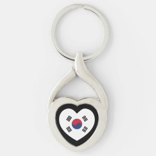 Zuid-Korea Vlag Hart Sleutelhanger