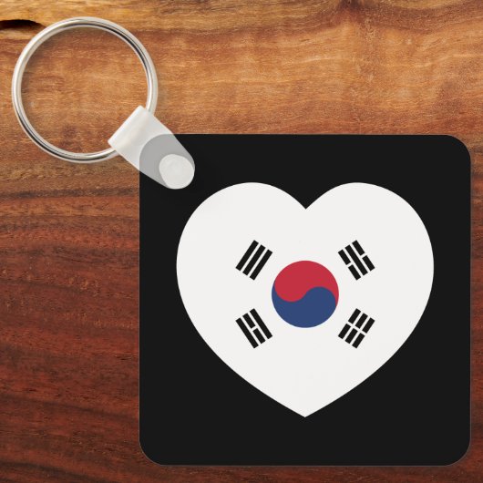 Zuid-Korea Vlag Hart Sleutelhanger (Voorkant)