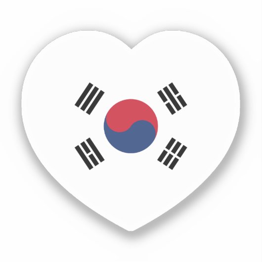 Zuid-Korea Vlag Hart Sticker (Voorkant)