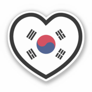 Zuid-Korea Vlag Hart Sticker