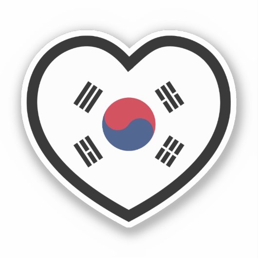 Zuid-Korea Vlag Hart Sticker (Voorkant)