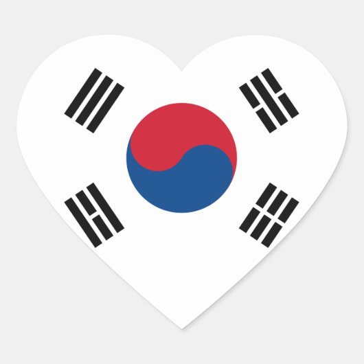 Zuid-Korea Vlag Hart Sticker (Voorkant)