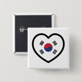 Zuid-Korea Vlag Hart Vierkante Button 5,1 Cm (Voorkant /achterkant)