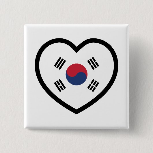 Zuid-Korea Vlag Hart Vierkante Button 5,1 Cm (Voorkant)