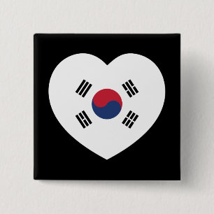 Zuid-Korea Vlag Hart Vierkante Button 5,1 Cm