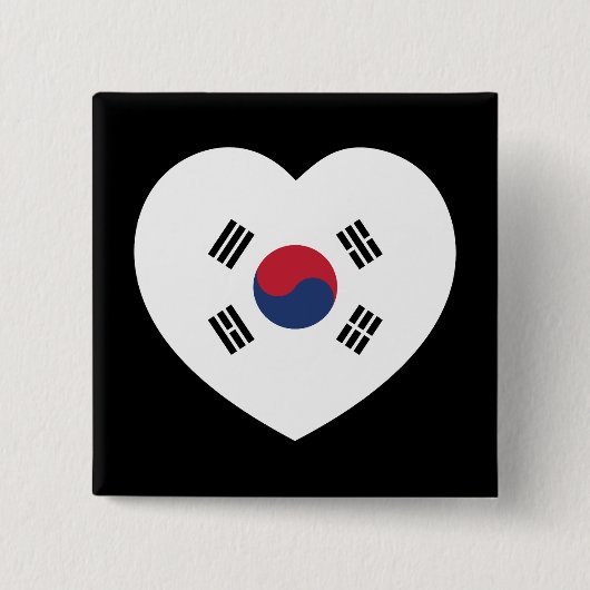 Zuid-Korea Vlag Hart Vierkante Button 5,1 Cm (Voorkant)