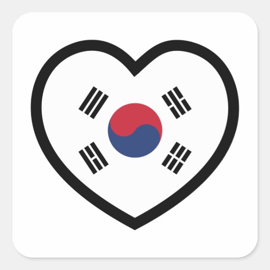 Zuid-Korea Vlag Hart Vierkante Sticker (Voorkant)