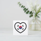 Zuid-Korea Vlag Hart Vierkante Visitekaartje (Staand voorkant)