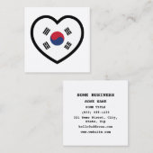 Zuid-Korea Vlag Hart Vierkante Visitekaartje (Voorkant / Achterkant)