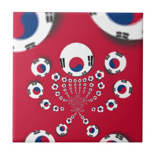Zuid-Korea Vlag Kaleidoscoop Art Print Tegeltje (Voorkant)
