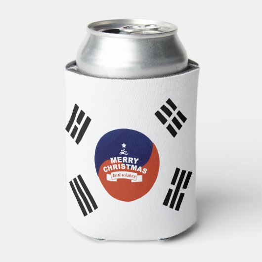 Zuid-Korea Vlag Kerstmis: Vrolijke Kerstwensen Blikjeskoeler (Blikje Voorkant)