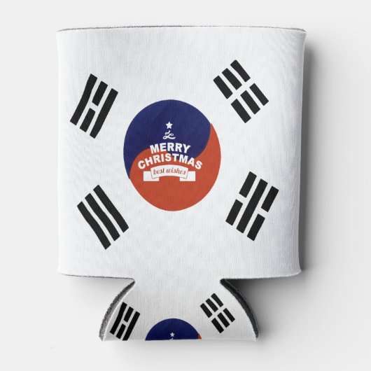 Zuid-Korea Vlag Kerstmis: Vrolijke Kerstwensen Blikjeskoeler (Voorkant)