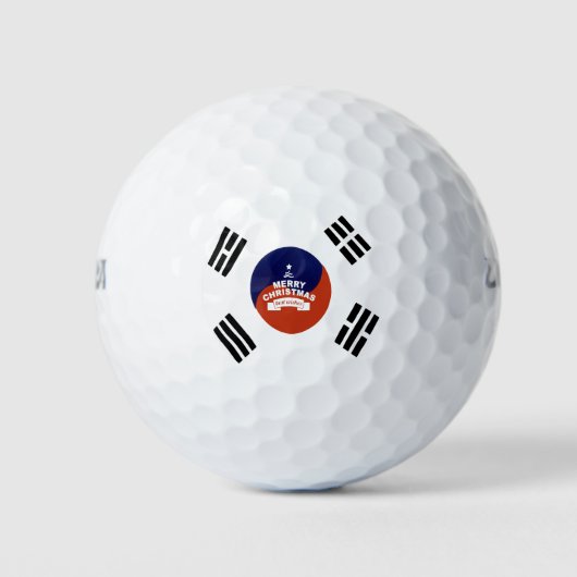 Zuid-Korea Vlag Kerstmis: Vrolijke Kerstwensen Golfballen (Voorkant)