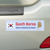 Zuid-Korea Vlag + Landkaart Bumpersticker (Op auto)