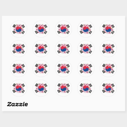 Zuid-Korea Vlag Mugunghwa Ronde Stickers (Vel)
