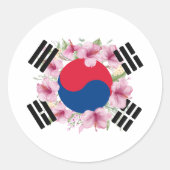Zuid-Korea Vlag Mugunghwa Ronde Stickers (Voorkant)