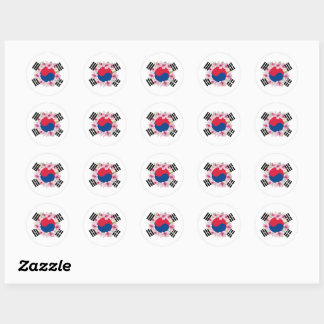 Zuid-Korea Vlag Mugunghwa Ronde Stickers