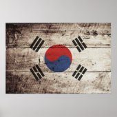 Zuid-Korea vlag op oude houten graan Poster (Voorkant)
