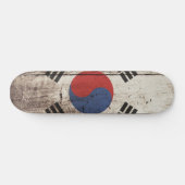 Zuid-Korea vlag op oude houten graan Skateboard (Horizontaal)