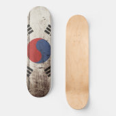 Zuid-Korea vlag op oude houten graan Skateboard (Voorkant)