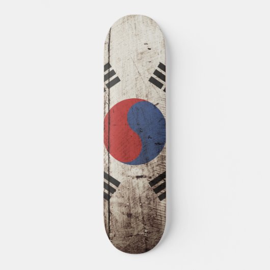 Zuid-Korea vlag op oude houten graan Skateboard (Voorkant)