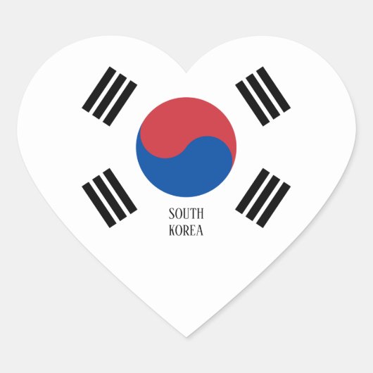 Zuid-Korea Vlag Patriottisch Hart Sticker (Voorkant)