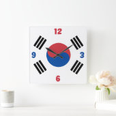 Zuid-Korea Vlag Rode Blauwe Aantallen Patriottisch Vierkante Klok (Huis)