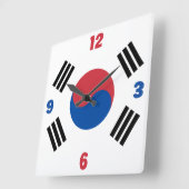 Zuid-Korea Vlag Rode Blauwe Aantallen Patriottisch Vierkante Klok (Hoek)