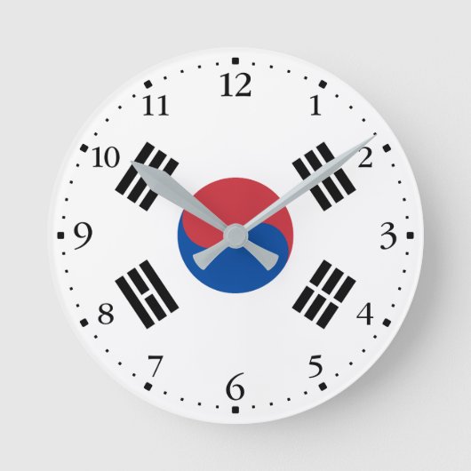 Zuid-Korea Vlag Ronde Klok (Voorkant)