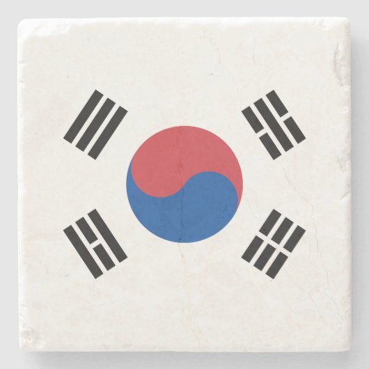 Zuid-Korea Vlag Stenen Onderzetter (Voorkant)