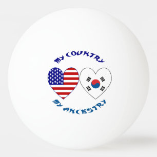 Zuid-Korea Vlag van de Verenigde Staten Hart Vlag  Pingpongbal