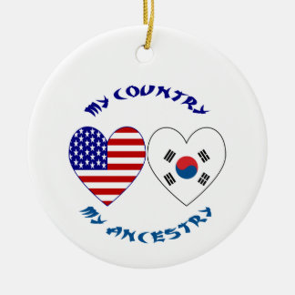 Zuid-Korea Vlag van de VS Hart Vlag Erfgoed Keramisch Ornament