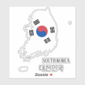 Zuid-Korea Vlaggenkaart Sticker (Vel)