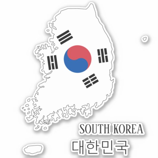 Zuid-Korea Vlaggenkaart Sticker (Voorkant)