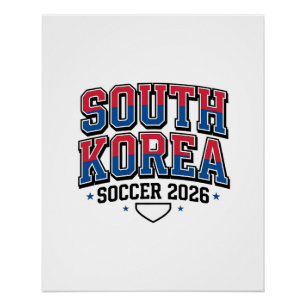 Zuid-Korea Voetbal 2026 Voetbal Vet Land Typogr Perfect Poster