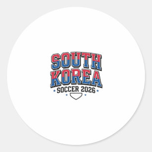 Zuid-Korea Voetbal 2026 Voetbal Vet Land Typogr Ronde Sticker