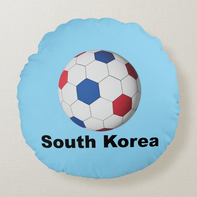 Zuid-Korea Voetbal Rond Kussen (Voorkant)