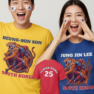 Zuid-Korea Voetbal Tijger Atleet Actie Grafisch T-shirt