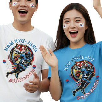 Zuid-Korea Voetbal Tijger Atleet Dynamische Grafie T-shirt