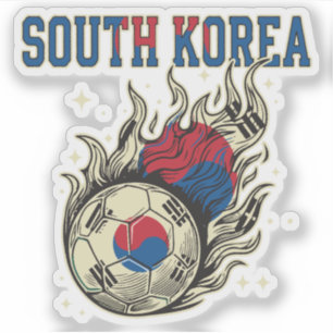 Zuid-Korea Voetbal Vlammende Bal Retro Voetbal Fan Sticker