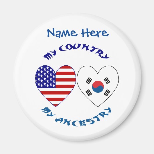 Zuid-Korea VS Hart Land Afkomst Personaliseer Magneet (Voorkant)