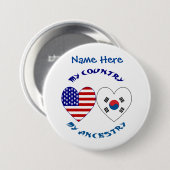 Zuid-Korea VS Hart Land Afkomst Personaliseer Ronde Button 7,6 Cm (Voorkant /achterkant)
