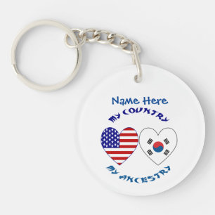 Zuid-Korea VS Hart Land Afkomst Personaliseer Sleutelhanger