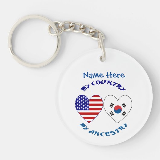 Zuid-Korea VS Hart Land Afkomst Personaliseer Sleutelhanger (Voorkant)