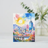 Zuid-Korea Waterverf Art Travel Briefkaart (Staand voorkant)