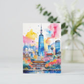 Zuid-Korea Waterverf City Travel Briefkaart (Staand voorkant)
