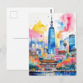 Zuid-Korea Waterverf City Travel Briefkaart (Voorkant / Achterkant)