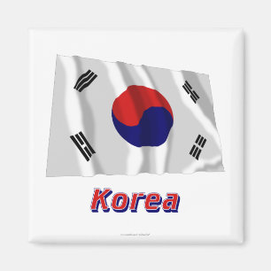 Zuid-Korea Waving Flag met naam Magneet